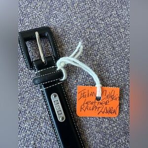 Ralph Lauren Italian calfskin leather belt white stitch and silver buckle Sz Sm
